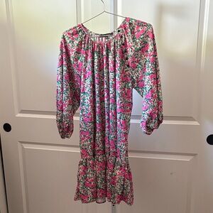 Floral Pink and Green Mini Dress